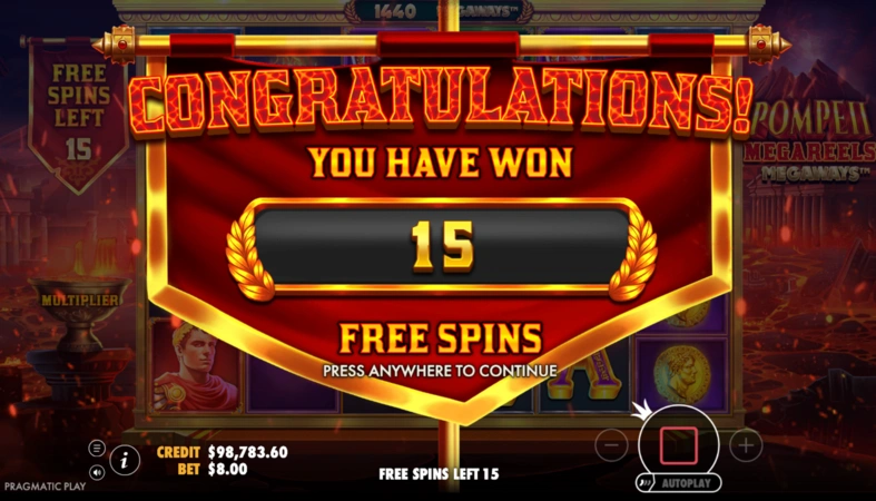 Pompeii Megareels Megaways Slot Free Spins