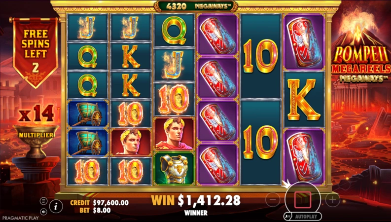 Pompeii Megareels Megaways Slot Multipliers